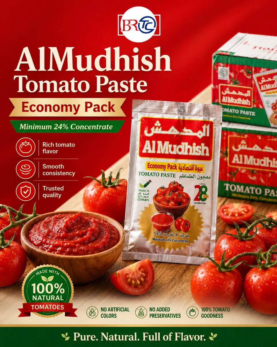 Al Mudhish Tomato Paste — Economy Pack — distributed wholesale by BRTCO