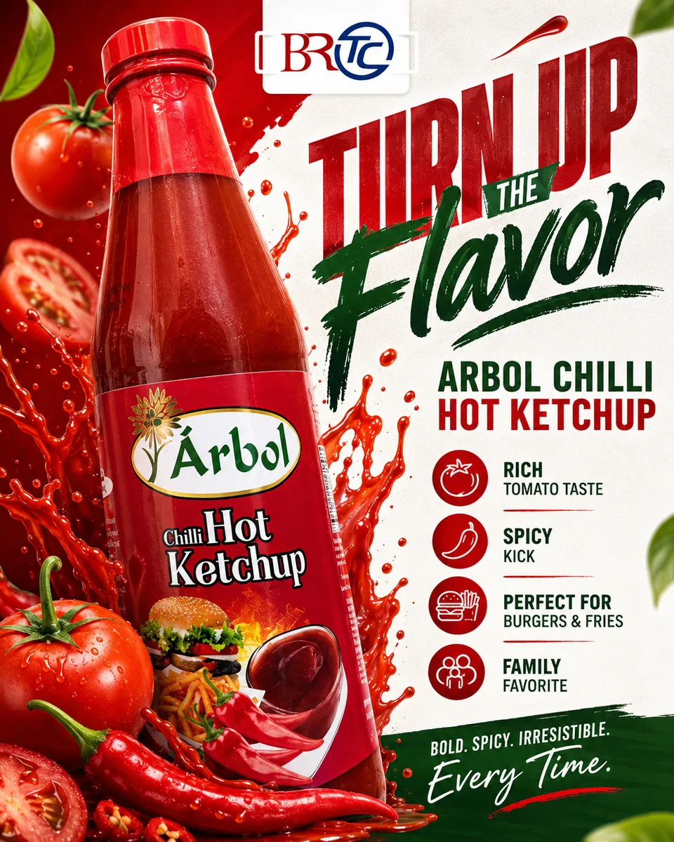 Arbol Chilli Hot Ketchup — distributed wholesale by BRTCO