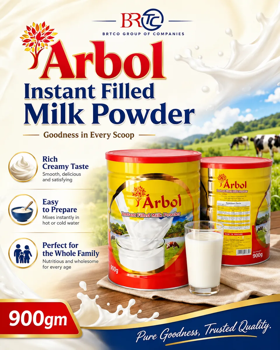 Arbol Instant Filled Milk Powder 900g distributed by BRTCO
