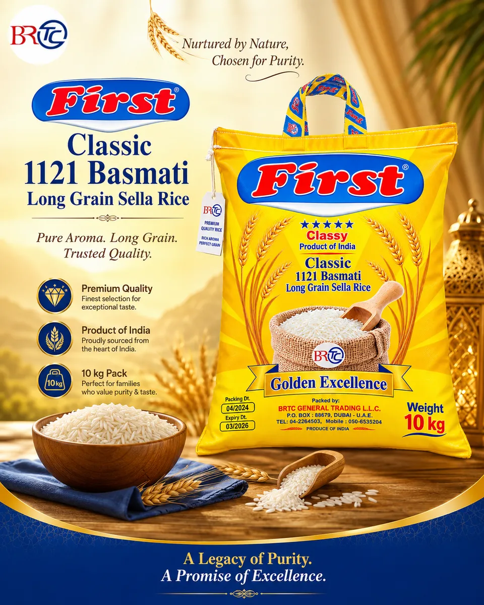 First Classic 1121 Basmati Rice 10kg — distributed wholesale by BRTCO