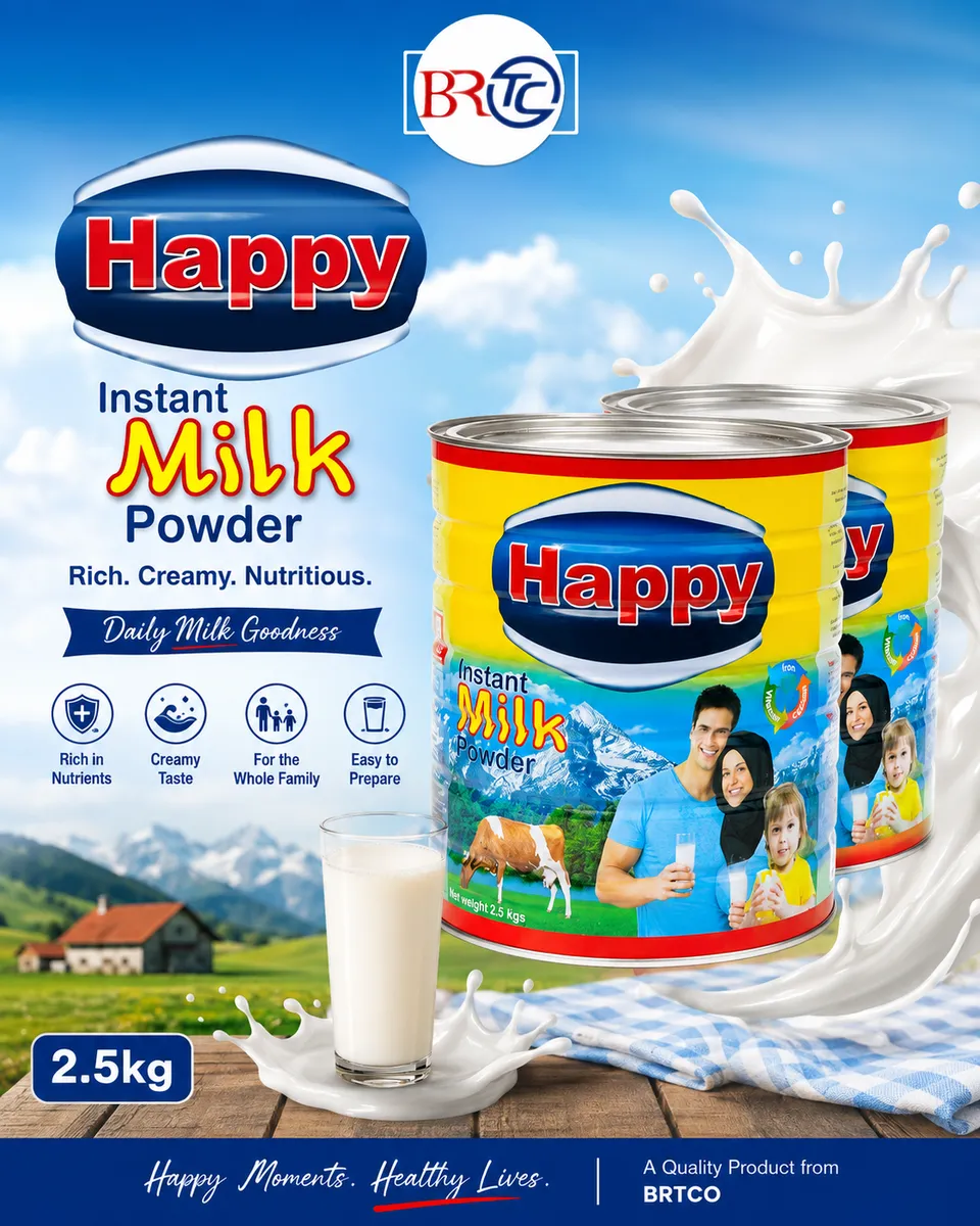 Happy Instant Milk Powder 2.5kg — distributed wholesale by BRTCO