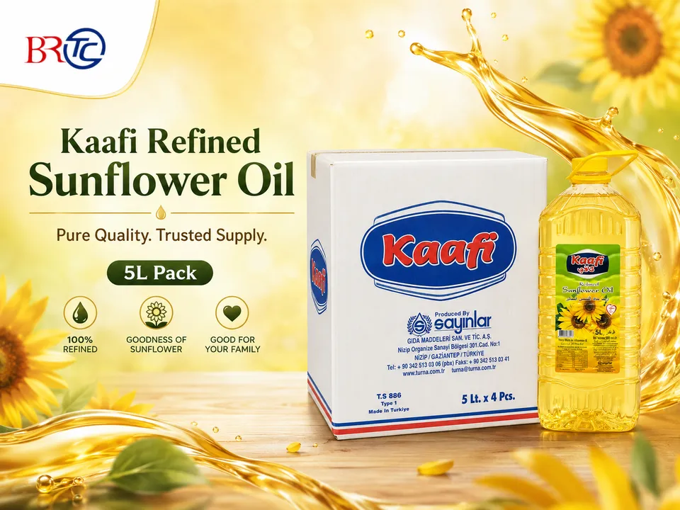 Kaafi Refined Sunflower Oil 5L — distributed wholesale by BRTCO