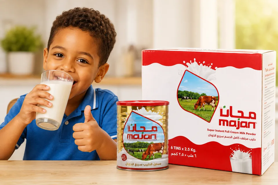 Majan Super Instant Full Cream Milk Powder — distributed wholesale by BRTCO